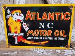 Vintage Atlantic Motor Oil Sign Gas Station Porcelain Sign Bird Lube Service