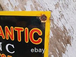 Vintage Atlantic Motor Oil Sign Gas Station Porcelain Sign Bird Lube Service