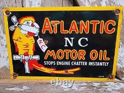 Vintage Atlantic Motor Oil Sign Gas Station Porcelain Sign Bird Lube Service