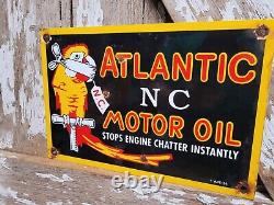 Vintage Atlantic Motor Oil Sign Gas Station Porcelain Sign Bird Lube Service