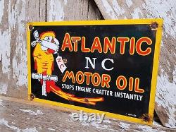 Vintage Atlantic Motor Oil Sign Gas Station Porcelain Sign Bird Lube Service