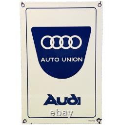 Vintage Audi Porcelain Dealership Sign Gas Station Pump Plate Motor Oil Service