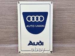 Vintage Audi Porcelain Dealership Sign Gas Station Pump Plate Motor Oil Service