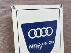Vintage Audi Porcelain Dealership Sign Gas Station Pump Plate Motor Oil Service