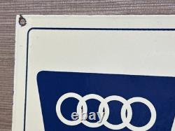 Vintage Audi Porcelain Dealership Sign Gas Station Pump Plate Motor Oil Service