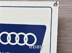 Vintage Audi Porcelain Dealership Sign Gas Station Pump Plate Motor Oil Service