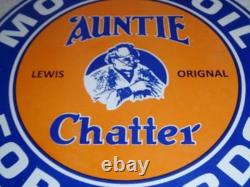 Vintage Auntie Chatter Motor Oil Ford Car Grandma Porcelain Metal Gasoline Sign