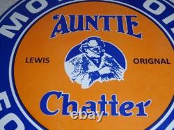Vintage Auntie Chatter Motor Oil Ford Car Grandma Porcelain Metal Gasoline Sign