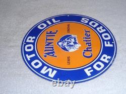 Vintage Auntie Chatter Motor Oil Ford Car Grandma Porcelain Metal Gasoline Sign