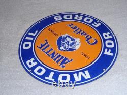 Vintage Auntie Chatter Motor Oil Ford Car Grandma Porcelain Metal Gasoline Sign