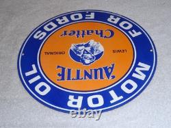 Vintage Auntie Chatter Motor Oil Ford Car Grandma Porcelain Metal Gasoline Sign