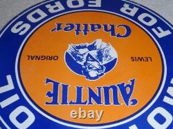 Vintage Auntie Chatter Motor Oil Ford Car Grandma Porcelain Metal Gasoline Sign