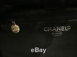Vintage Authentic Signed Black Paten Leather Double C Chanel Handbag No Res