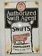 Vintage Authorized Swift Agent Porcelain Sign Fertilizer Farm Cattle Red Steer