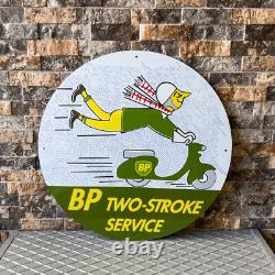 Vintage BP Two-Stroke Service Heavy Metal Sign XL 19.7 (50cm)