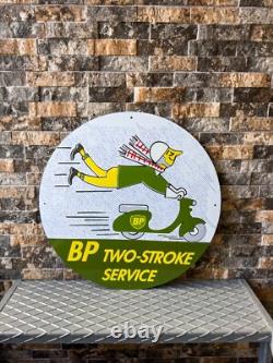 Vintage BP Two-Stroke Service Heavy Metal Sign XL 19.7 (50cm)