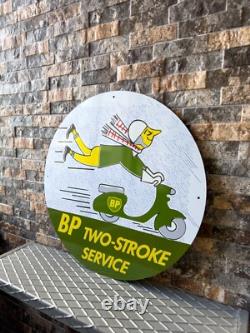 Vintage BP Two-Stroke Service Heavy Metal Sign XL 19.7 (50cm)