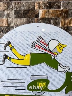 Vintage BP Two-Stroke Service Heavy Metal Sign XL 19.7 (50cm)