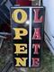 Vintage Backlit Box Sign Open Late Fluorescent Illuminated Storefront Sign