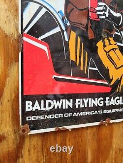Vintage Baldwin Porcelain Sign Old Military War Airplane Engine Motor Oil Filter