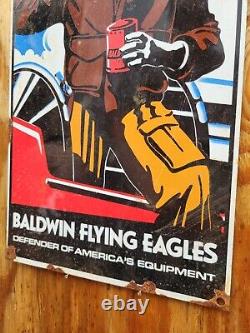 Vintage Baldwin Porcelain Sign Old Military War Airplane Engine Motor Oil Filter