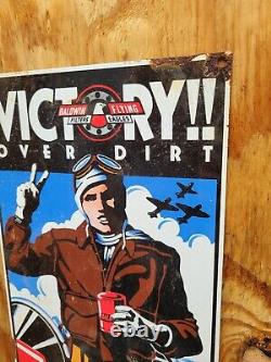 Vintage Baldwin Porcelain Sign Old Military War Airplane Engine Motor Oil Filter
