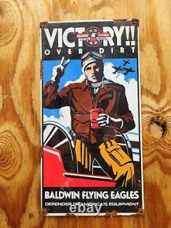 Vintage Baldwin Porcelain Sign Old Military War Airplane Engine Motor Oil Filter