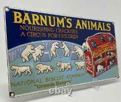 Vintage Barnum's Animal Crackers Porcelain Sign Gas Station Grocery Store Oil