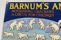 Vintage Barnum's Animal Crackers Porcelain Sign Gas Station Grocery Store Oil