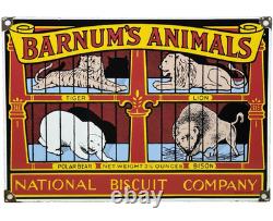 Vintage Barnum's Animal Crackers Porcelain Sign Gas Station Oil Pump Nabisco