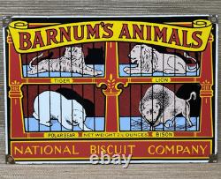 Vintage Barnum's Animal Crackers Porcelain Sign Gas Station Oil Pump Nabisco
