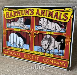 Vintage Barnum's Animal Crackers Porcelain Sign Gas Station Oil Pump Nabisco