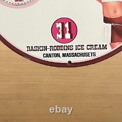 Vintage Baskin-robbins Ice Cream Porcelain Sign Store Service Station Pump Plate