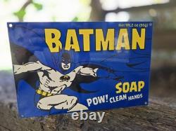 Vintage Batman Soap Porcelain Sign 12x8