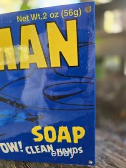 Vintage Batman Soap Porcelain Sign 12x8