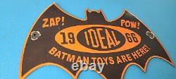 Vintage Batman Toys Porcelain Gas Service Station Comic Book Pump Plate Sign