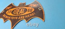 Vintage Batman Toys Porcelain Gas Service Station Comic Book Pump Plate Sign