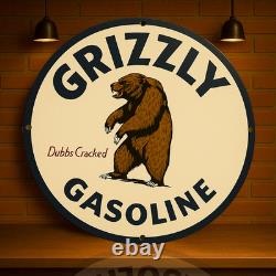 Vintage Bear Oil Company Grizzly Gasoline Heavy Metal Sign 19.7 (50cm)