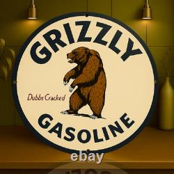 Vintage Bear Oil Company Grizzly Gasoline Heavy Metal Sign 19.7 (50cm)