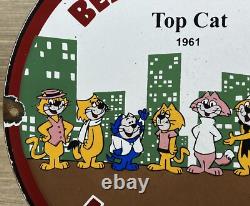 Vintage Bearcat Ethyl Gasoline Porcelain Sign Gas Station Pump Plate Motor Oil
