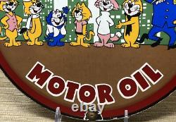 Vintage Bearcat Ethyl Gasoline Porcelain Sign Gas Station Pump Plate Motor Oil