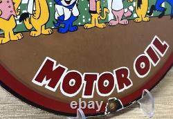Vintage Bearcat Ethyl Gasoline Porcelain Sign Gas Station Pump Plate Motor Oil