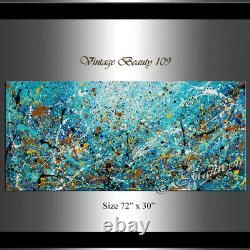 Vintage Beauty 109 Painting 72 Jackson Pollock style, Large Abstract on canvas