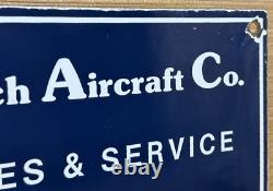 Vintage Beechcraft Aircraft Porcelain Sign Stearman Airplane Gas Oil Hangar