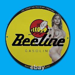 Vintage Beeline Gasoline 1968 Gas Station Service Man Cave Oil Porcelain Sign