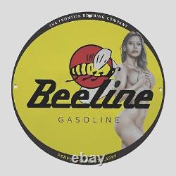 Vintage Beeline Gasoline 1968 Oil Porcelain Gas Pump Sign