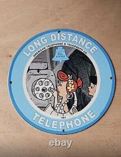 Vintage Bell System Pinup Girl Porcelain Gas Oil Station Service Booth Pump Sign