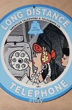 Vintage Bell System Pinup Girl Porcelain Gas Oil Station Service Booth Pump Sign