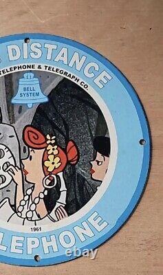 Vintage Bell System Pinup Girl Porcelain Gas Oil Station Service Booth Pump Sign