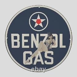 Vintage Benzol Gas 1990 Oil Porcelain Gas Pump Sign